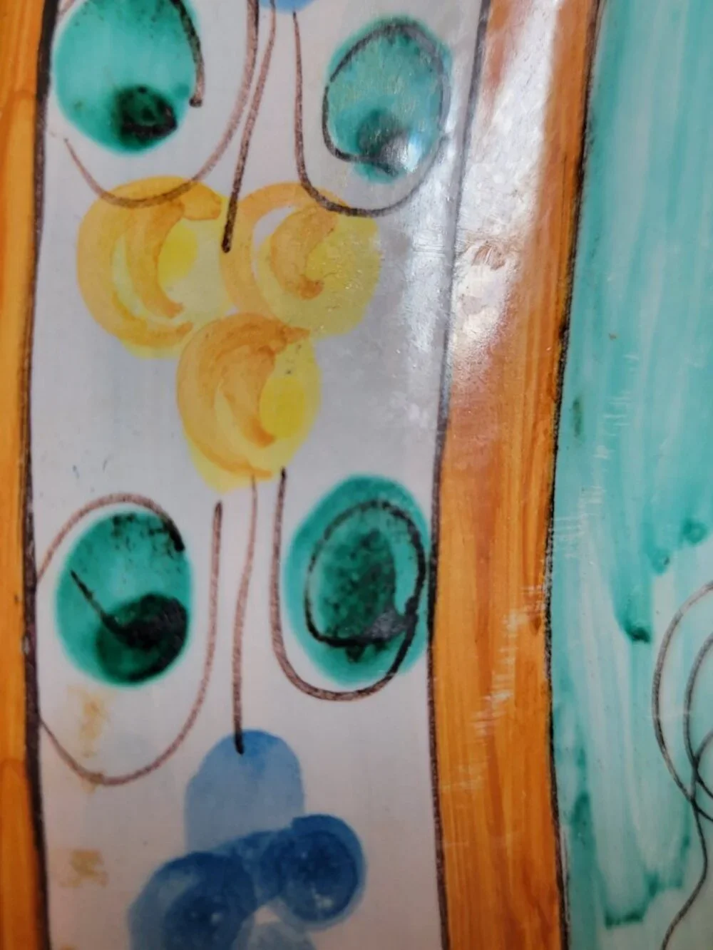 Caltagirone ITALIAN Ceramic Platter SIGNED 17 X 13 HAND PAINTED FLOWERS
